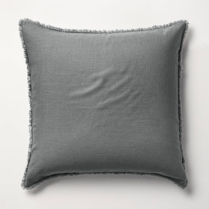 Euro Heavyweight Linen Blend Comforter Sham Dark Gray - Casaluna