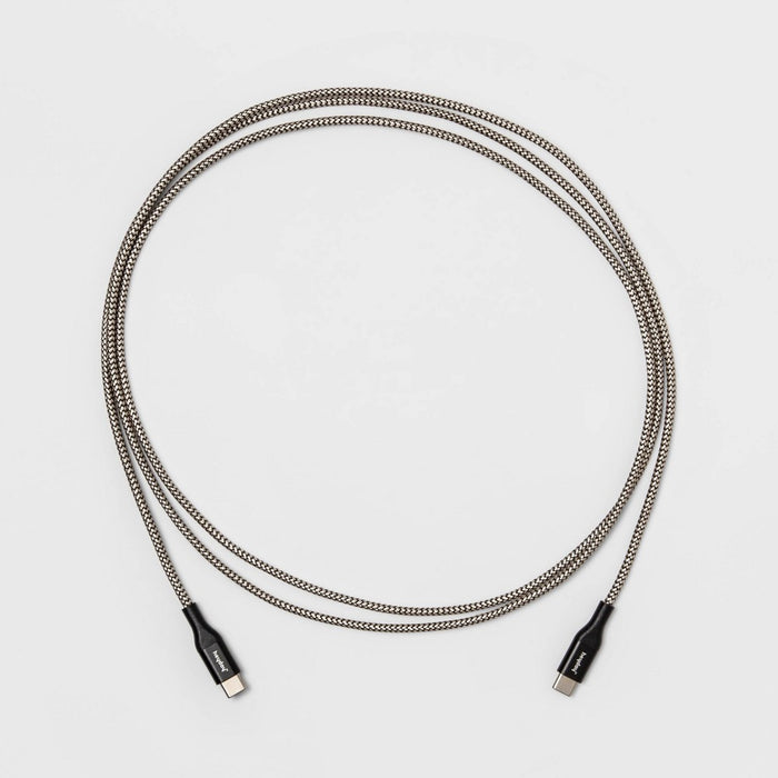 2-Port USB-A USB-C Wall Charger with 6' USB-C to USB-C Braided Cord - heyday Matte Black