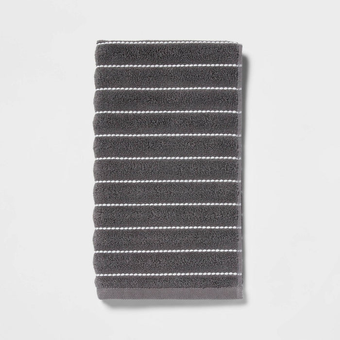 Performance Plus Hand Towel Dark Gray Striped - Threshold