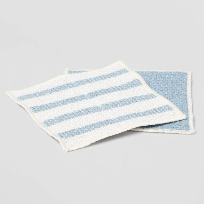2pk Cotton Striped Scrubbers Blue - Threshold