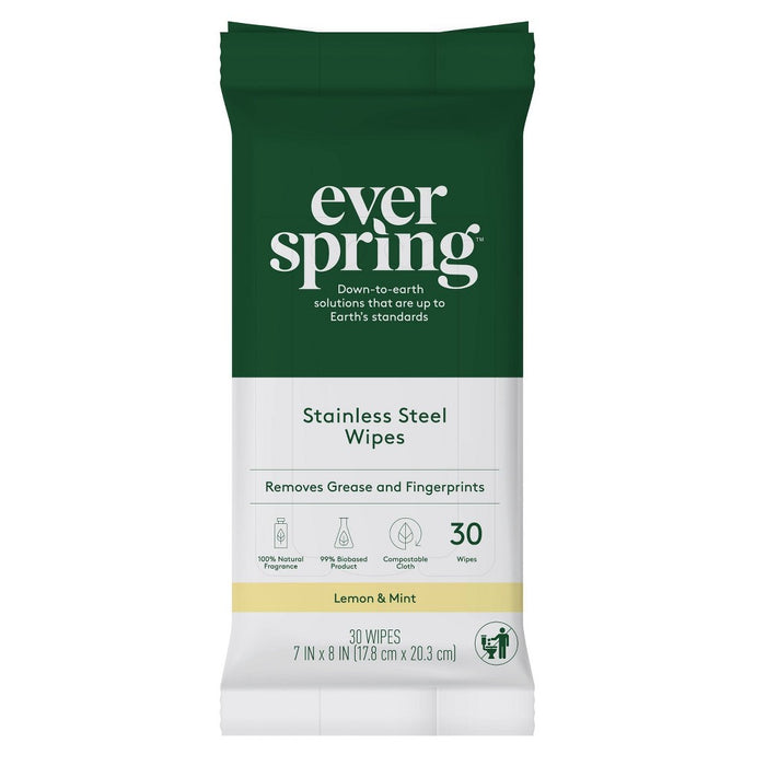 Lemon & Mint Stainless Steel Wipes - 30ct - Everspring