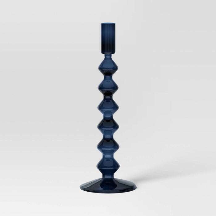 Tall Modern Glass Taper Holder Blue - Threshold