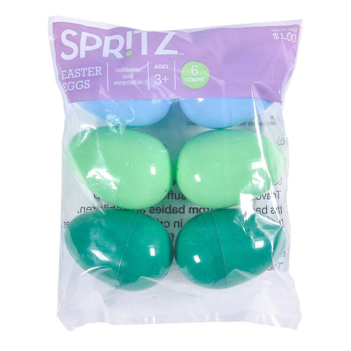 6ct Plastic Easter Eggs Cool Colorway Turquoise Green Blue - Spritz