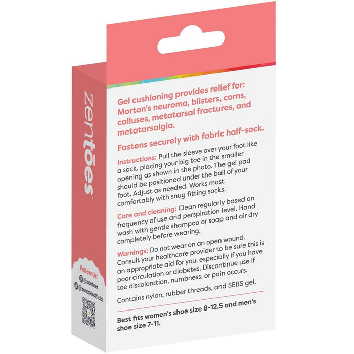 ZenToes Metatarsal Gel Pads for Ball of Foot Pain - Beige - M - 1 Pair