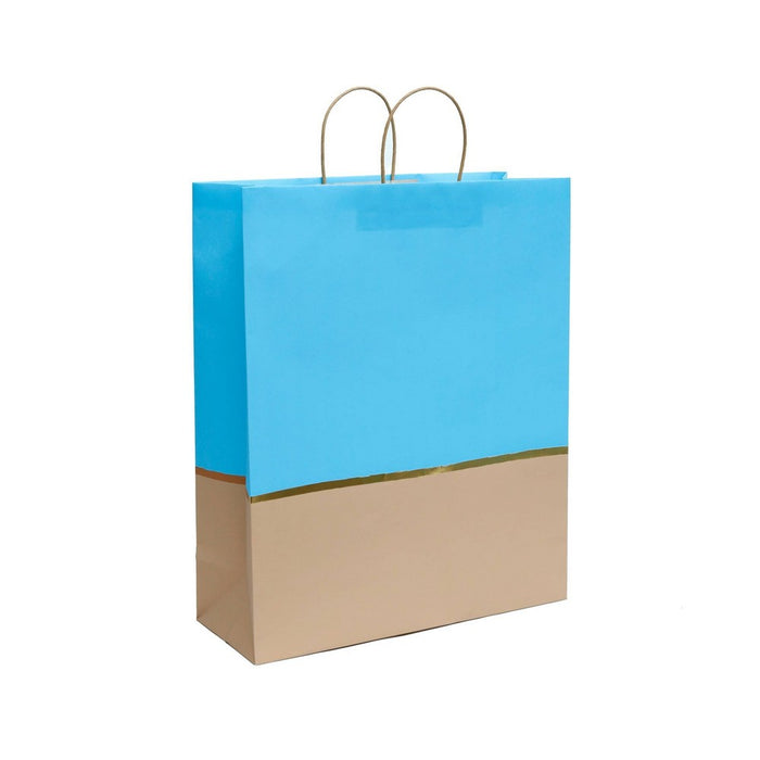 Jumbo Gift Bag with Kraft & Gold Foil List Blue - Spritz