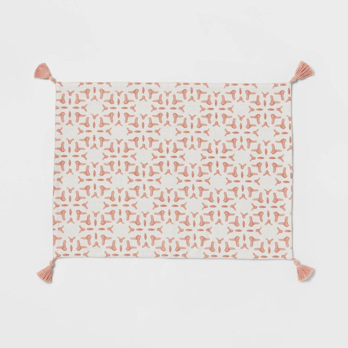 Cotton Slub Placemat with Tassels Pink - Threshold