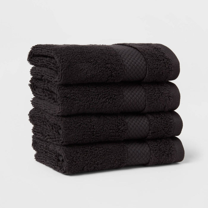 4pc Performance Plus Washcloths Black - Threshold