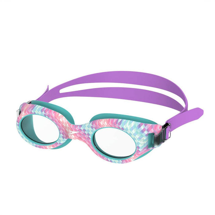 Speedo Jr Glide Print Swim Goggles - Pink/Blue/Purple Checkered