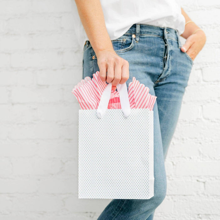 Slate Blue Dot Small Gift Bag Gray/White - Sugar Paper + Target