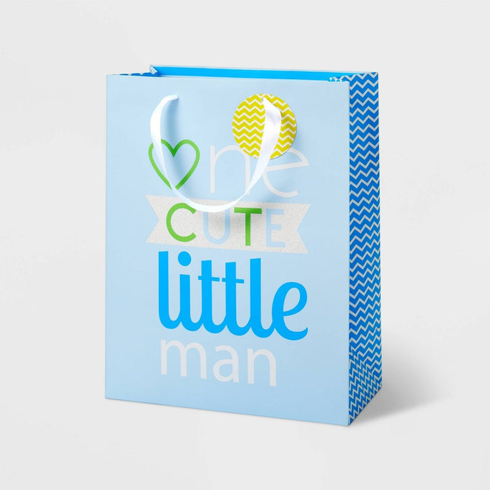 Medium 'One Cute Little' Baby Shower Gift Bag Blue - Spritz