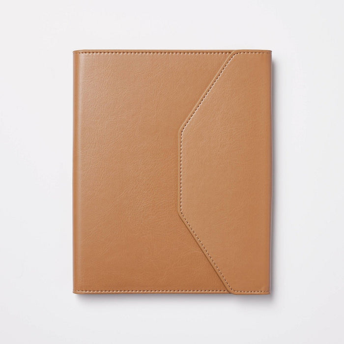 Faux Leather Padfolio with Pockets and 80 Page College Rule Notepad Brown - Threshold