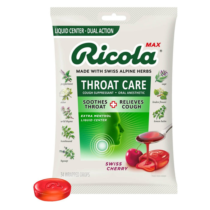 Ricola Max Throat Care Drops - Cherry - 34ct