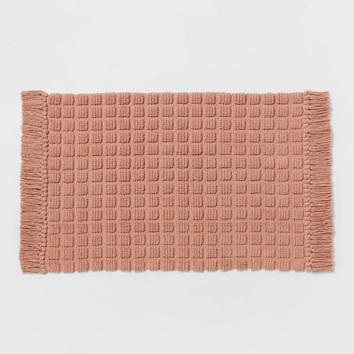 20"x32" Square Tufted Bath Rug Clay Pink - Threshold