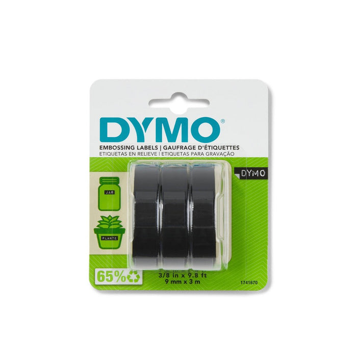 DYMO 3pk Embossed Label Maker Tape Cartridges - Black Plastic