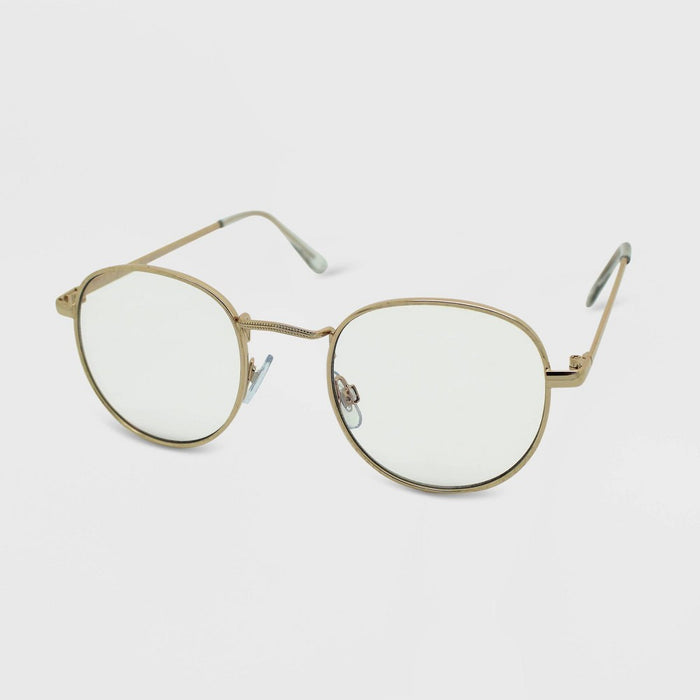 Women's Metal Round Blue Light Filtering Glasses - Wild Fable Gold