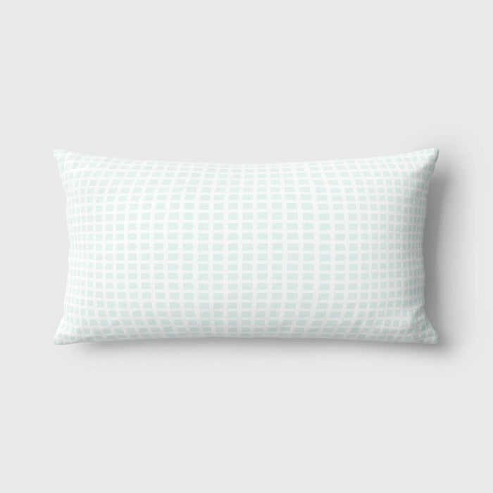 10"x17" Micro Grid Rectangular Outdoor Lumbar Pillow Mint Green - Room Essentials