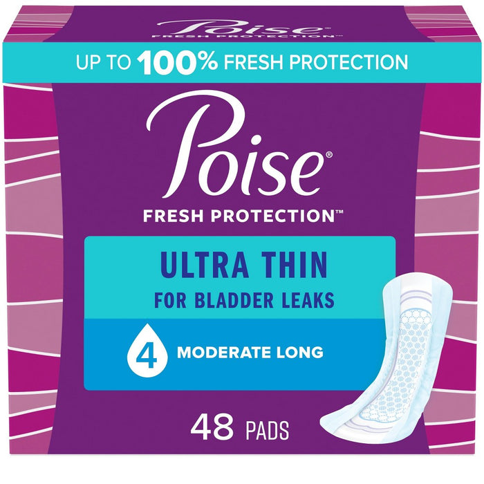 Poise Ultra Thin Postpartum Incontinence Pads for Women - Moderate Absorbency - Long - 48ct