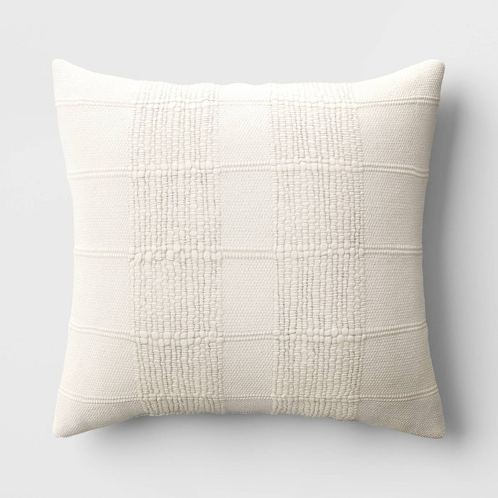 Textural Solid Square Throw Pillow Off-White - Threshold