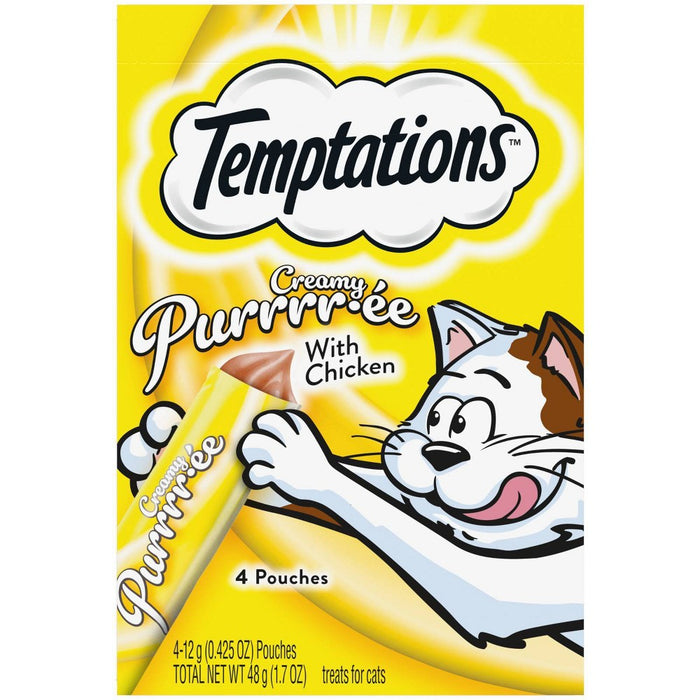 Temptations Creamy Puree with Chicken Lickable Squeezable Adult Cat Treats - 1.7oz