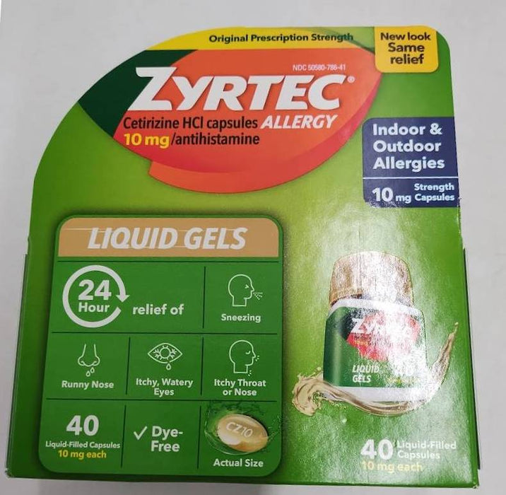 Zyrtec 24 Hour Allergy Relief Capsules - Cetirizine HCl - 40ct.EXP 09/26