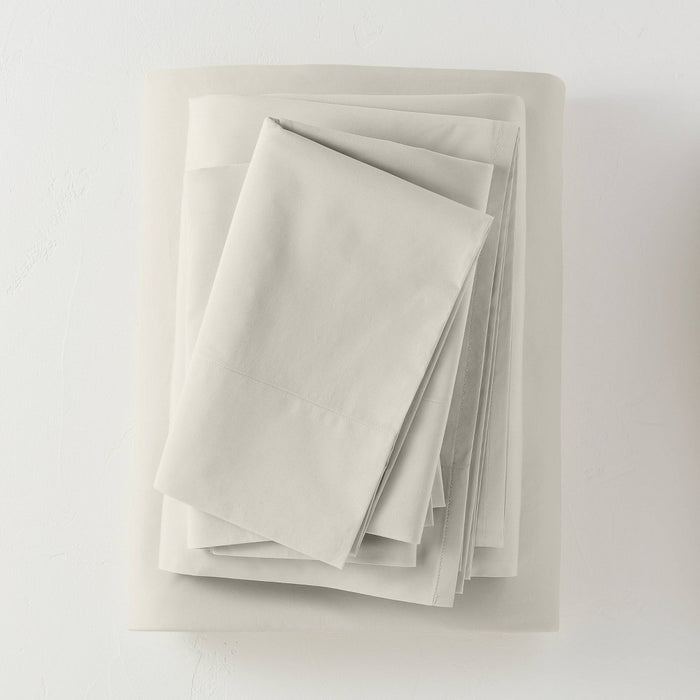 Full Washed Supima Percale Solid Sheet Set Natural - Casaluna
