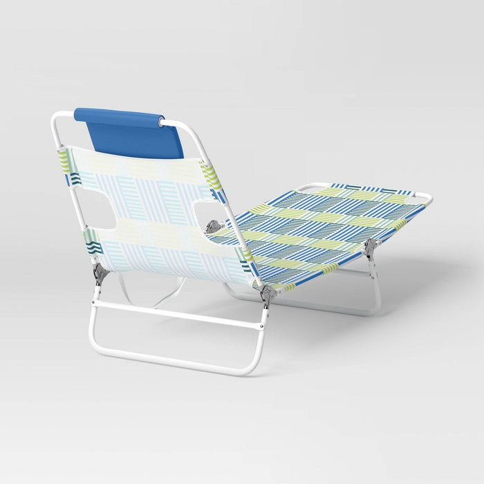 Recycled Fabric Outdoor Portable Beach Lounger Broken Stripe Blue - Sun Squad