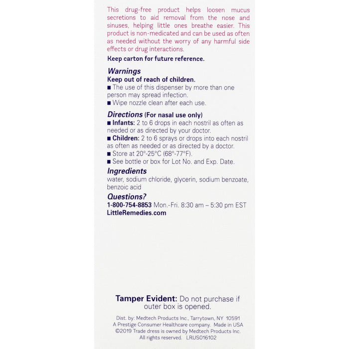 Little Remedies Saline Spray and Drops, Safe for Newborn Babies - 1 fl oz