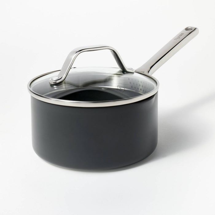 1.5qt Nonstick Hard Anodized Aluminum Sauce Pan Dark Gray - Figmint