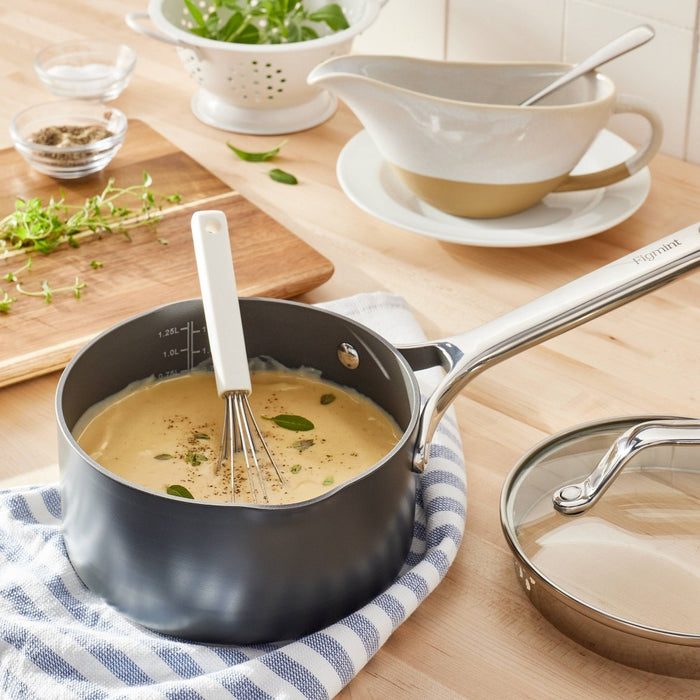 1.5qt Nonstick Hard Anodized Aluminum Sauce Pan Dark Gray - Figmint