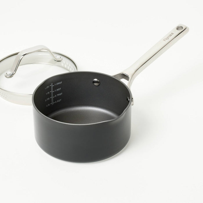 1.5qt Nonstick Hard Anodized Aluminum Sauce Pan Dark Gray - Figmint