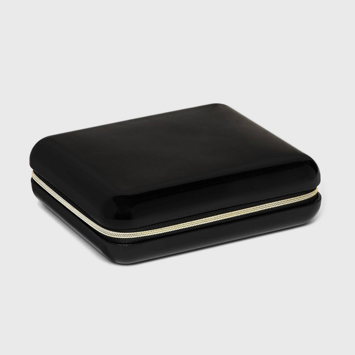 Large Rounded Square Case with Cinch Pouch Jewelry Box - A New Day Black