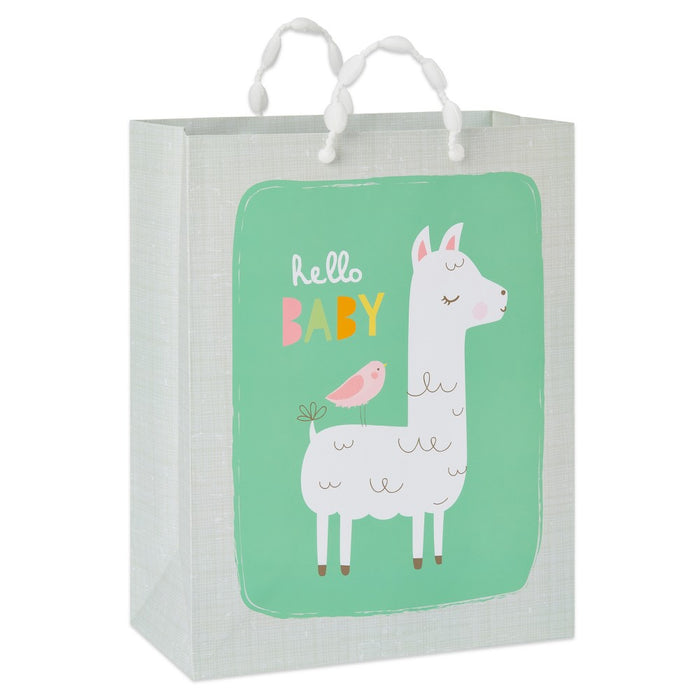 Medium 'Hello Baby' Llama and Bird Baby Shower Gift Bag - Spritz