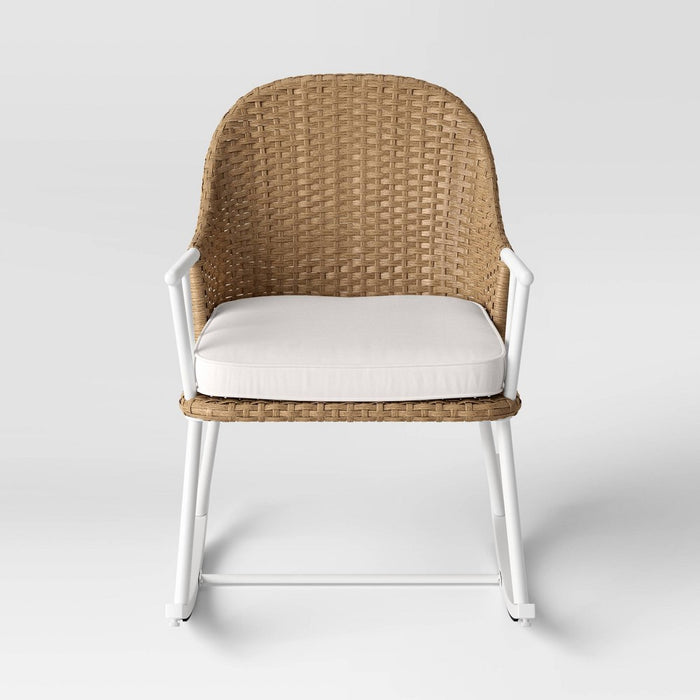 Windsor Steel & Wicker Outdoor Patio Chair, Rocking Chair White - Threshold designed with Studio McGee (LOCAL PICKUP ONLY)