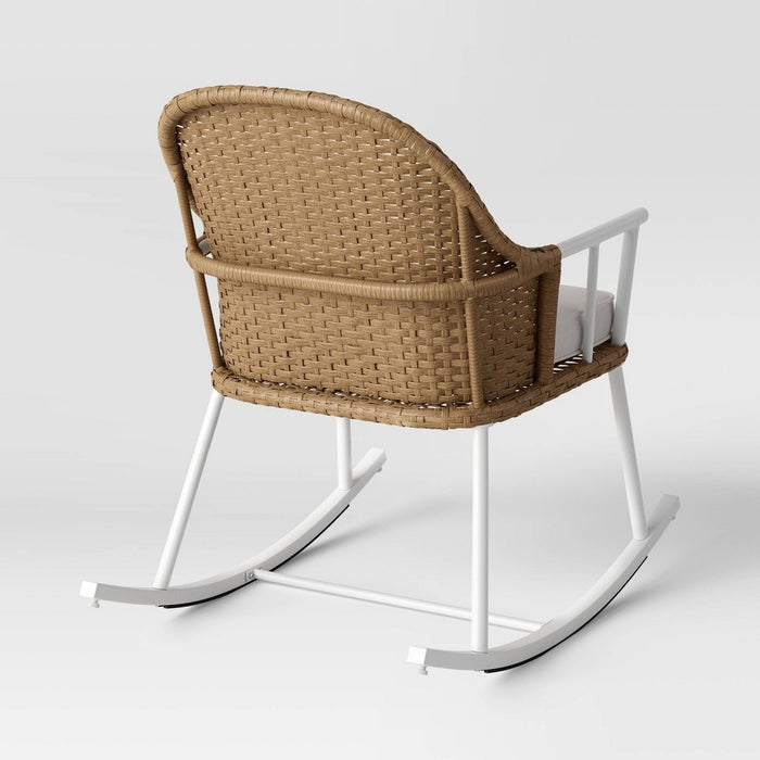 Windsor Steel & Wicker Outdoor Patio Chair, Rocking Chair White - Threshold designed with Studio McGee (LOCAL PICKUP ONLY)