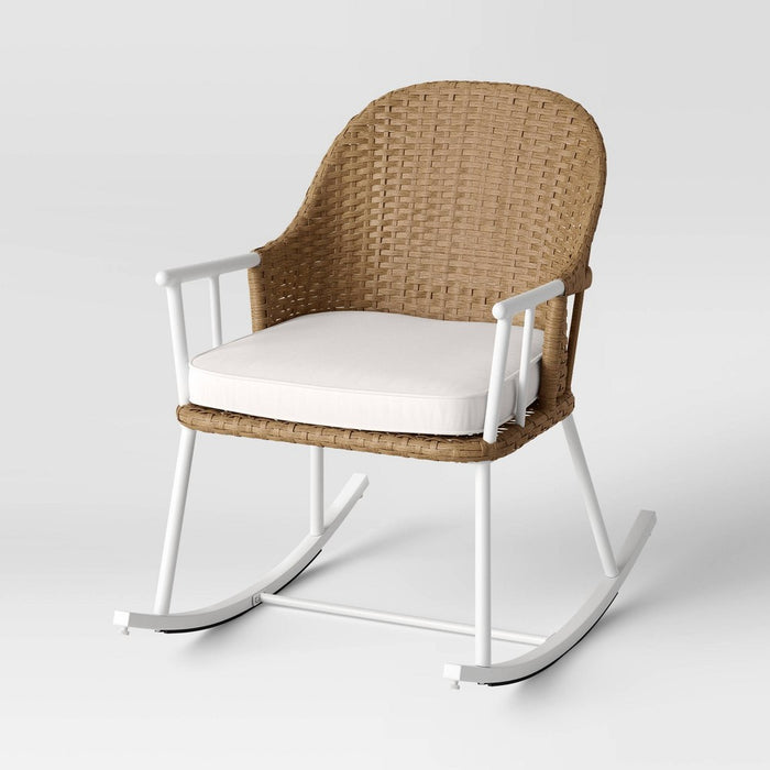 Windsor Steel & Wicker Outdoor Patio Chair, Rocking Chair White - Threshold designed with Studio McGee (LOCAL PICKUP ONLY)