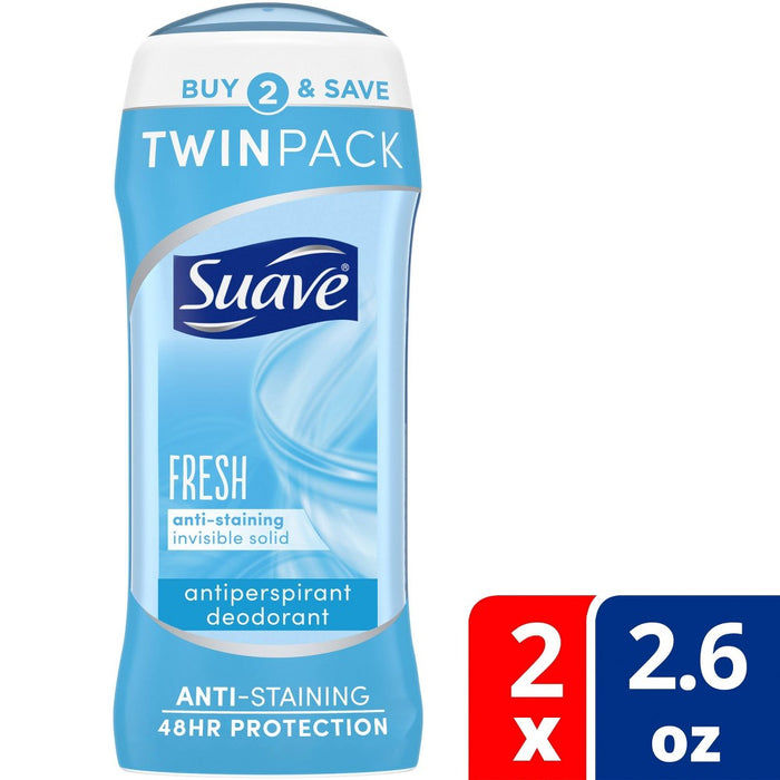 Suave Fresh Anti-Staining 48-Hour Antiperspirant & Deodorant Stick - 2.6oz/2pk