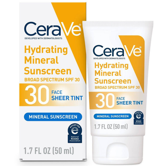 CeraVe Hydrating Mineral Tinted Face Sunscreen Lotion 1.7 fl oz EXP 08/2025
