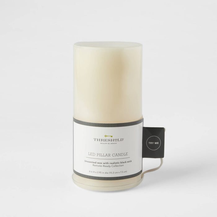 6" x 3" LED Flameless Black Wick Candle Cream - Threshold