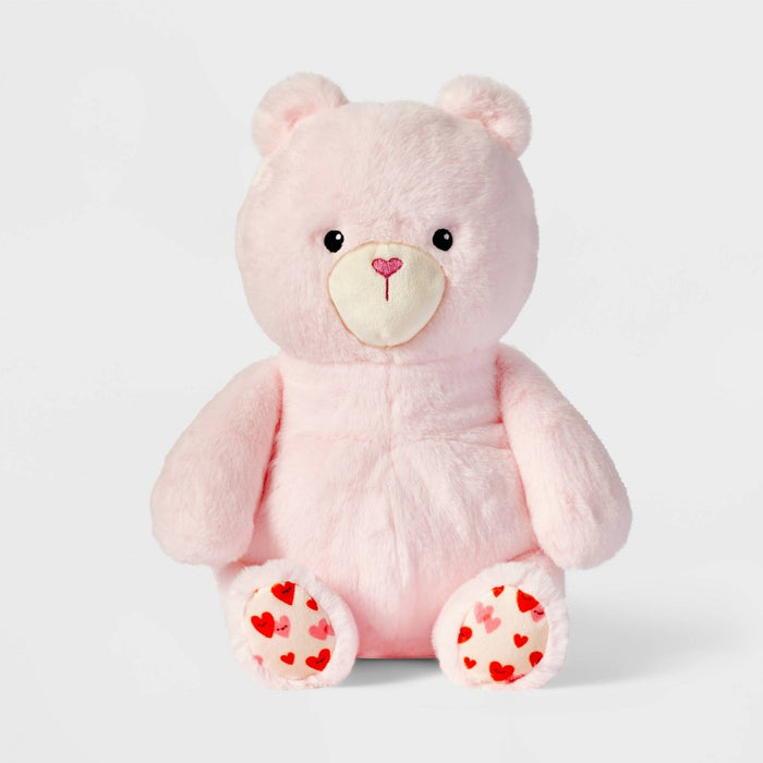 12'' Pink Bear Stuffed Animal with Heart Shaped Nose - Gigglescape