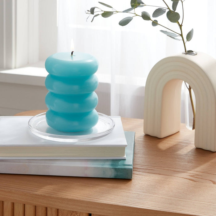 Shaped Pillar Candle Stacked Blue - Opalhouse