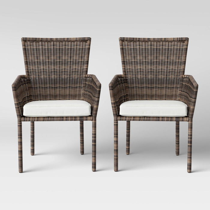 Monroe 2pk Patio Stack Dining Chairs Linen - Threshold (LOCAL PICKUP ONLY)