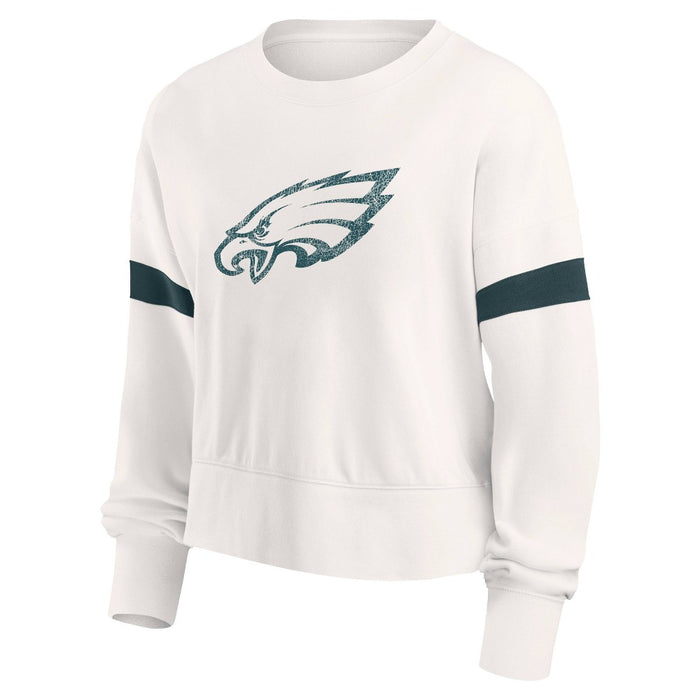 NFL Philadelphia Eagles Women's Primary Antique Long Sleeve Crew Fleece Sweartshirt - L