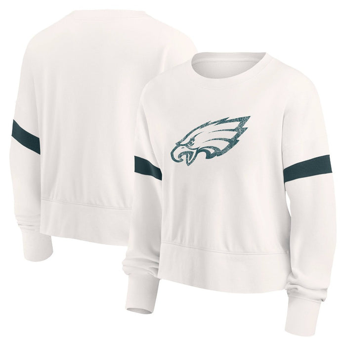 NFL Philadelphia Eagles Women's Primary Antique Long Sleeve Crew Fleece Sweartshirt - L