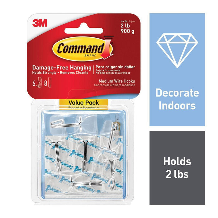 3M Command 6pk Clear Medium Wire Toggle Hooks with Clear Strips