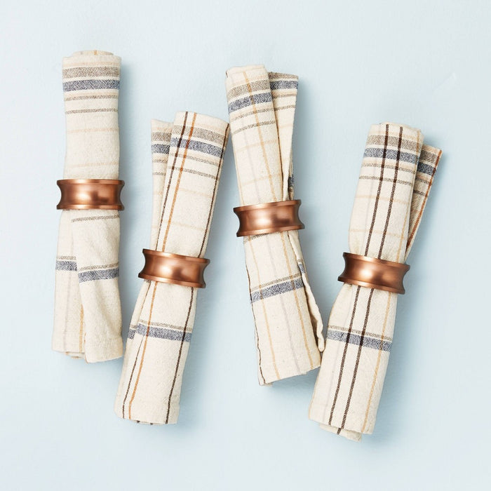 4pc Sculpted Metal Napkin Ring Set Copper Finish - Hearth & Hand with Magnolia