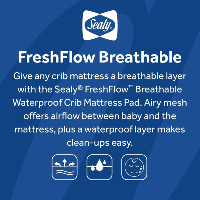 Sealy Fresh Flow Breathable Waterproof Crib Mattress Pad
