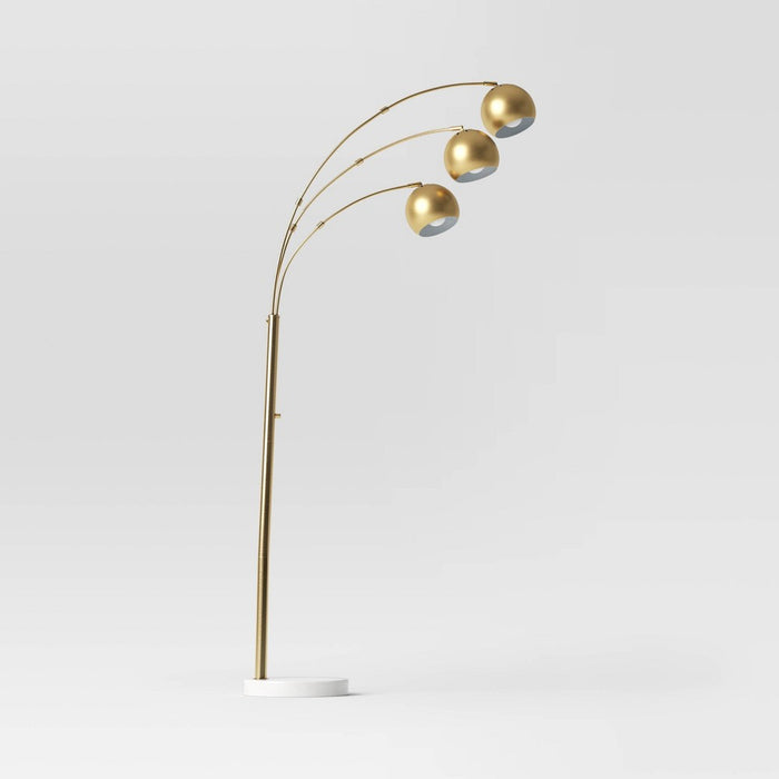 75.5"x29.5" Span 3-Head Metal Globe Floor Lamp Brass - Threshold (LOCAL PICKUP ONLY)