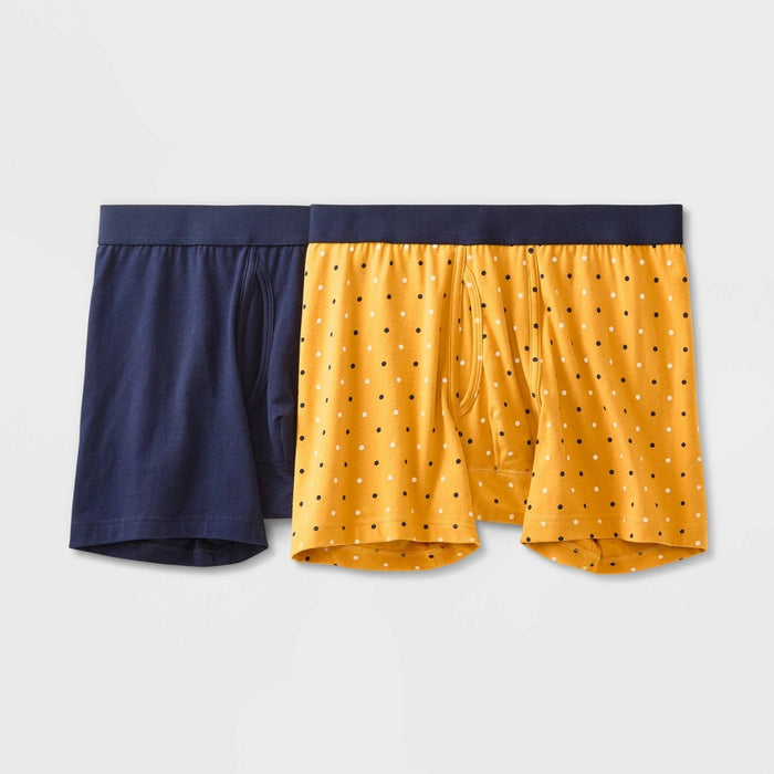 Men's Dotted Print Boxer Briefs 2pk - Goodfellow & Co Yellow L