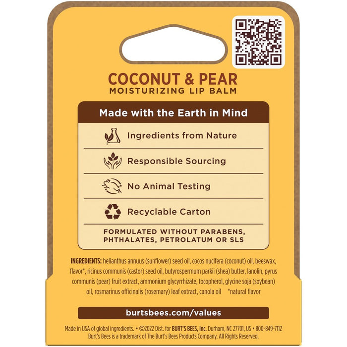 Burt's Bees Coconut and Pear Lip Balm Blister Box - 0.15oz
