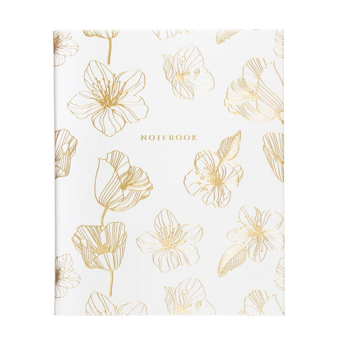 Ruled Journal Floral Outline White 8" x 10" - Eccolo